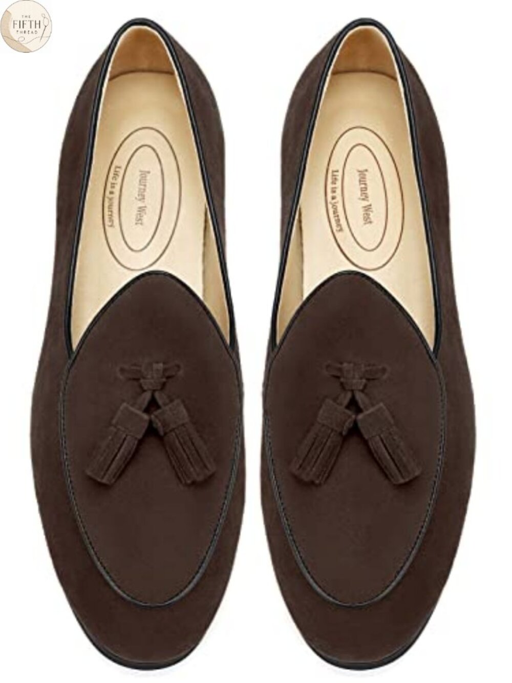 Journey West Men's Belgian Loafers Suede Leather Slip-On Penny Casual Shoes